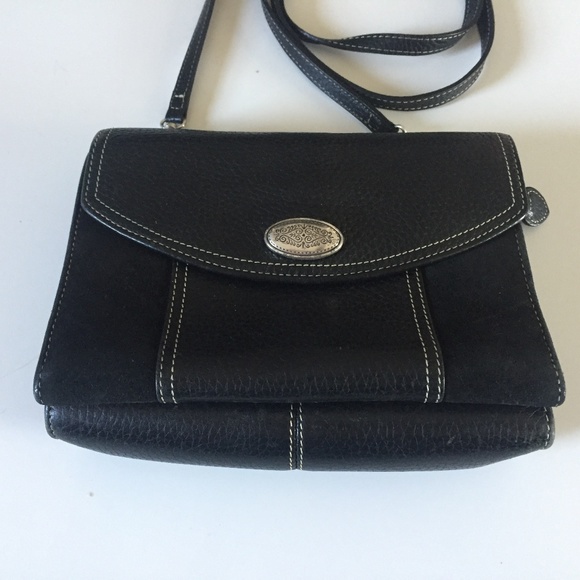 Brighton Black Leather & Suede Crossbody Bag - Picture 2 of 6